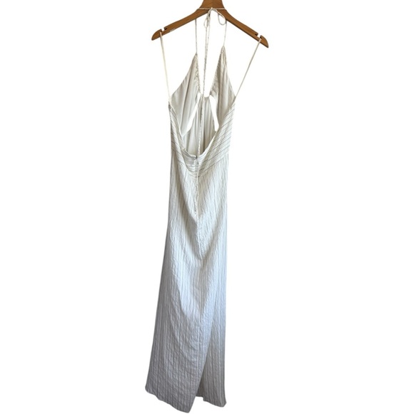 REBECCA TAYLOR | NWT Rumpled Stripe Halter Maxi Dress | White 14 - Picture 10 of 15